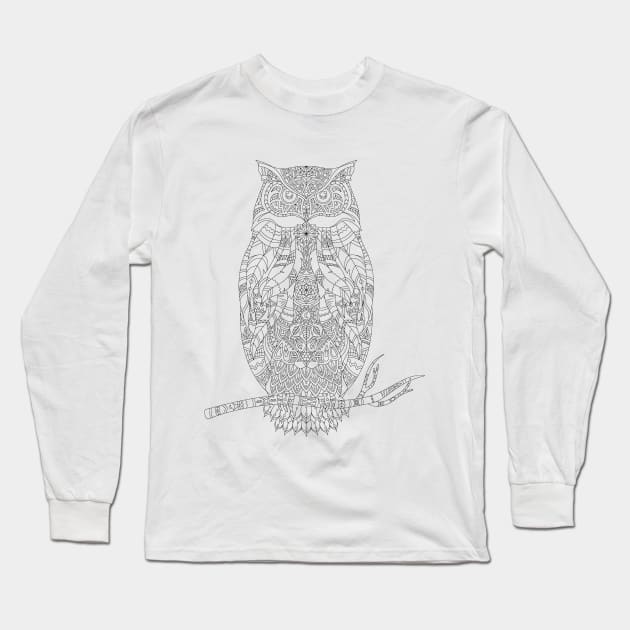 colorful owl line art idea Essential Sticker Long Sleeve T-Shirt by Marhaba